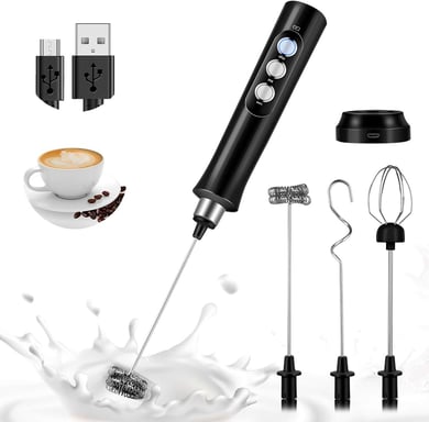 Mousseur à Lait Électrique Rechargeable USB noir