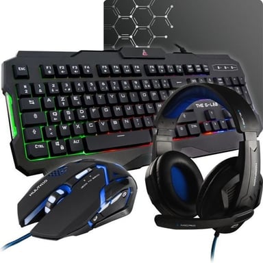 The G-Lab Combo Argon teclado Ratón incluido Juego USB AZERTY Francés Negro