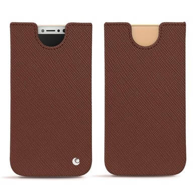 Pochette cuir Apple iPhone Xs - Pochette - Marron - Cuir saffiano