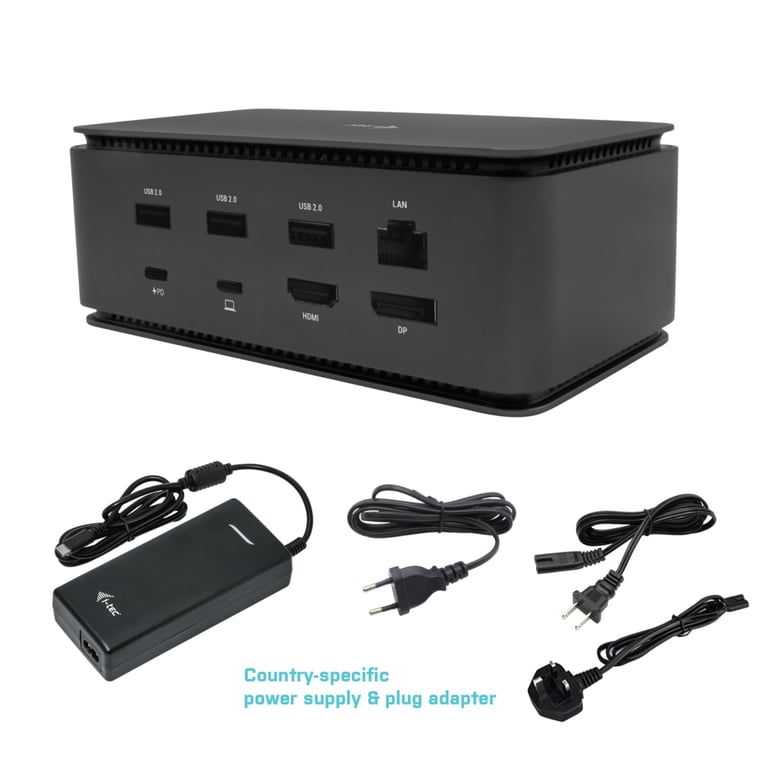 i tec Metal USB4 Docking station Dual 4K HDMI DP with Power Delivery + Universal Charger Neuf - vue 3