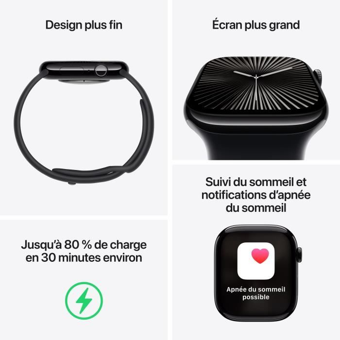 Apple Watch Series 10 GPS - 46mm - Boîtier Silver Aluminium - Bracelet Blue Cloud Sport Loop - Neuf