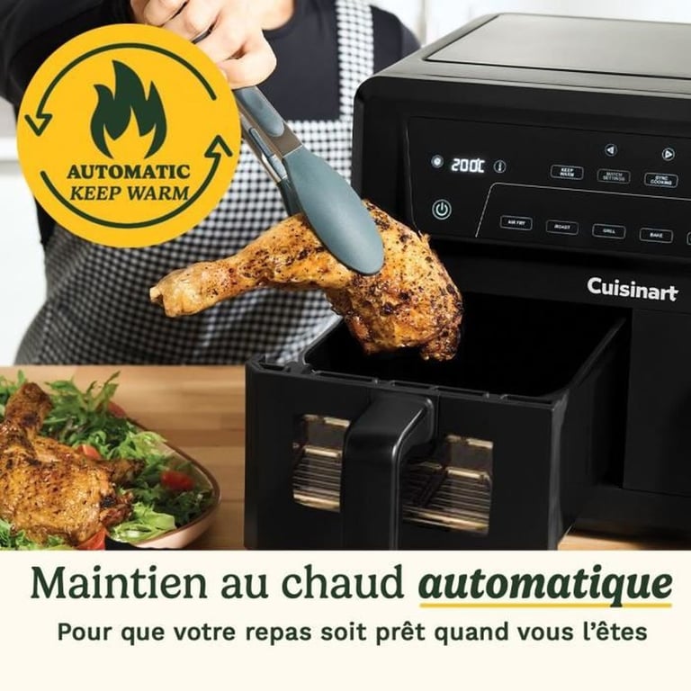 Friteuse D'Air Chaud CUISINART Airfryer AFD10XBLE – 10,4 L, 2400 W, Double Cuves - vue 5