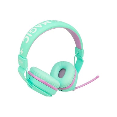 Auriculares inalámbricos para niños WOW GENERATION Wireless Bluetooth con micrófono, almohadillas ajustables, batería recargable, verde menta