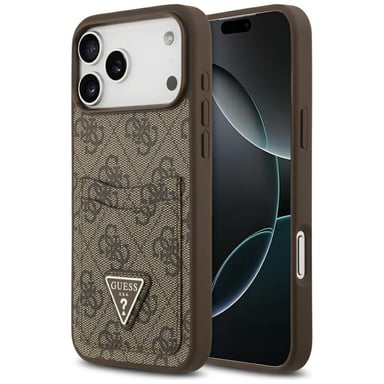Guess 4G Custodia a triangolo con doppia scheda per iPhone 17 Pro Max marrone