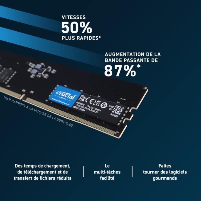 Crucial CT32G48C40U5 module de mémoire 32 Go 1 x 32 Go DDR5 4800 MHz - Neuf