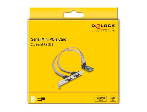 DeLOCK Tarjeta Mini PCIe de tamaño completo a 2 x Serial RS-232 D-Sub de 9 pines