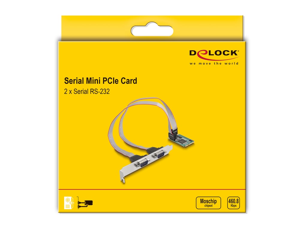 Carte Contrôleur DeLOCK – Mini PCI Express vers 2 Ports RS-232 D-Sub - vue 3