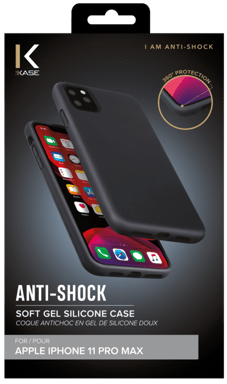 Funda antigolpes de gel de silicona suave para Apple iPhone 11 Pro Max, Negro satinado