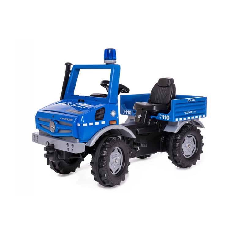 Rolly Toys Tracteur à Pédales Police RollyUnimog avec Éclairage et Siège Réglable Neuf