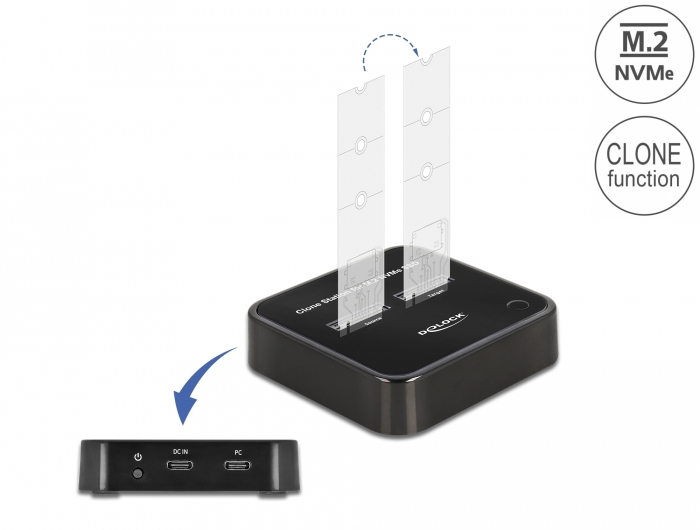 DeLOCK Station d'accueil .2 pour 2 x SSD .2 NVMe PCIe avec fonction de clonage Neuf - vue 6