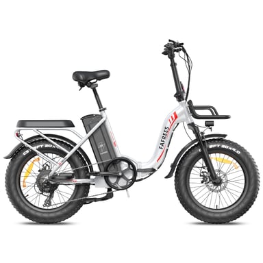 Bicicleta eléctrica plegable FAFREES F20 Max con batería LG de 48 V y 30 Ah y pantalla LCD - Blanca