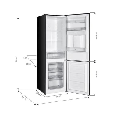 Réfrigérateur congélateur bas 251L - CONTINENTAL EDISON - Total No Frost - Noir - Classe D - L 55 cm x H 180 cm