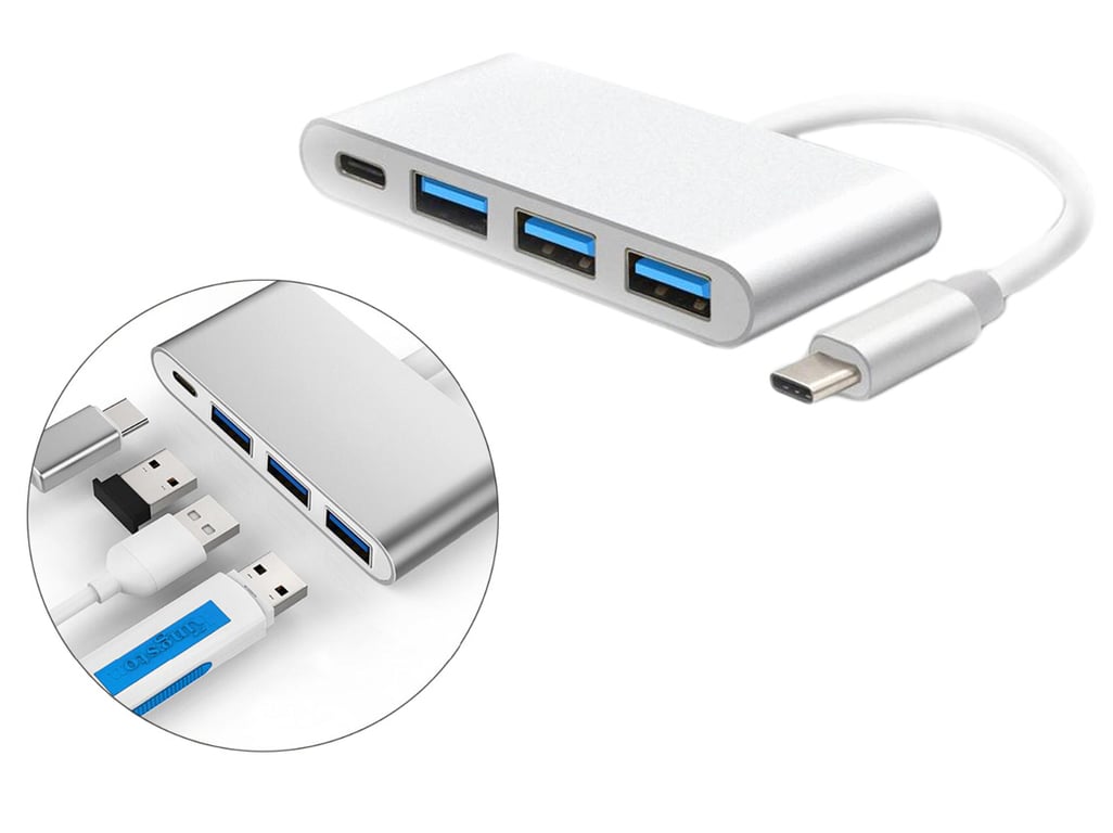 DLH Hub USB C 4 ports : 3 x USB A et 1 x USB C PD Neuf