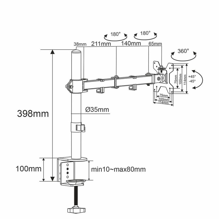 Nedis Support de Moniteur de bureau 32 1 écran - vue 3