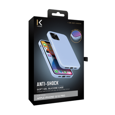 Custodia antiurto in morbido silicone gel per Apple iPhone 12/12 Pro, blu lilla