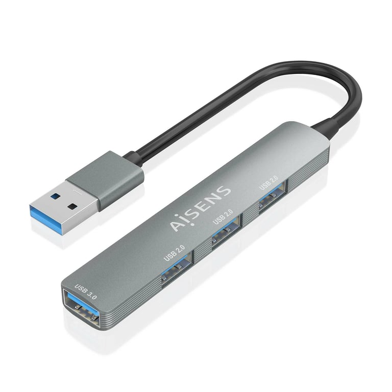 AISENS A106-0859 hub & concentrateur USB 3.2 Gen 1 (3.1 Gen 1) Type-A 5000 Mbit/s Gris - Neuf