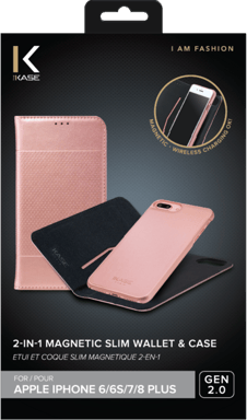 GEN 2.0 Funda y carcasa magnética 2 en 1 para Apple iPhone 6 Plus/6s Plus/7 Plus/8 Plus, Oro rosa