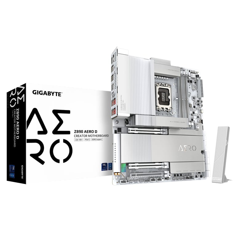 GIGABYTE Z890 AERO D Carte Mère Prend en charge les processeurs Intel Core Ultra Série 2 VRM 16+1+2 phases jusqu'à 9500MHz DDR5 OC PCIe 5.0 .2 Wi Fi 7 Thunderbolt 5 Neuf