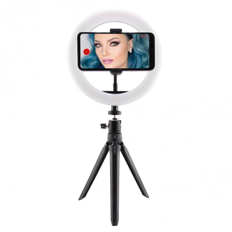 Anneau lumineux USB Ksix Studio Live avec trépied de table 3 températures et 10 intensités lumineuses Contrôle intégré au câble Neuf