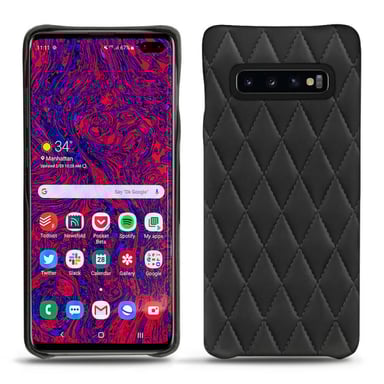 Funda de piel Samsung Galaxy S10+ - Tapa trasera - Negro - Piel lisa cosida