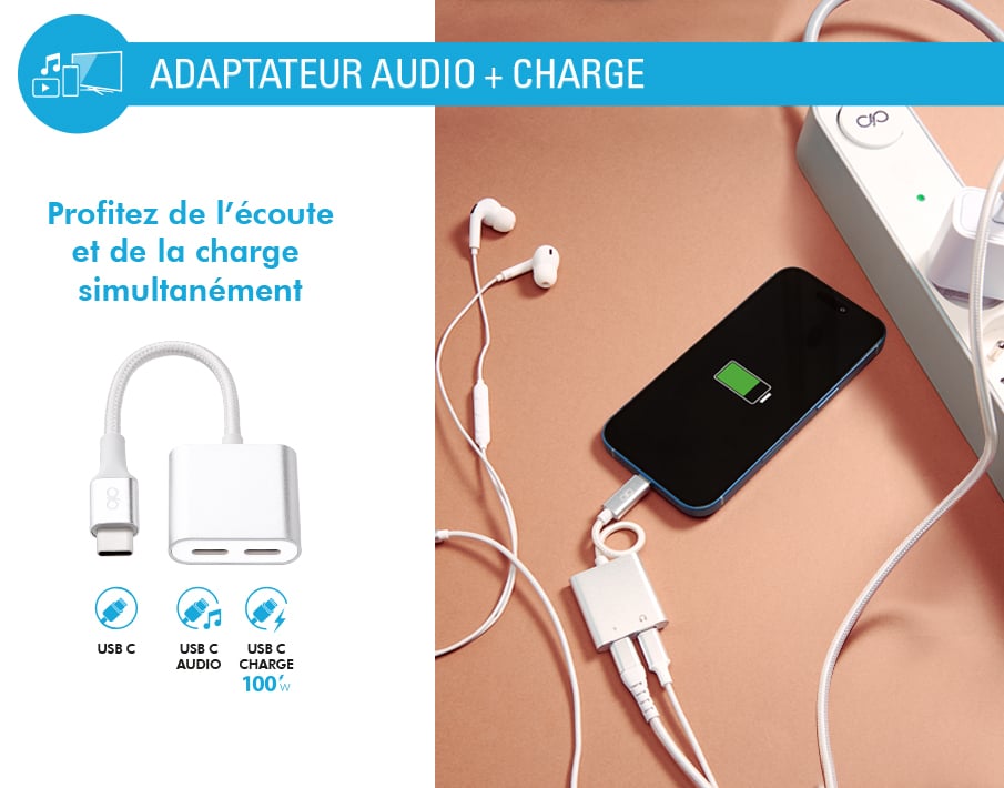 Adaptateur 2 en 1 USB C vers USB C Renforcé Neuf - vue 6