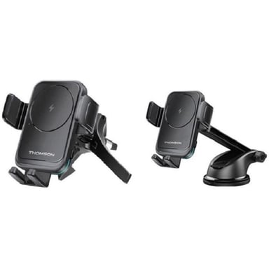 Porte téléphone - Avec chargeur a induction - Deux systemes de fixation : sur grille d'aeration et par ventouse