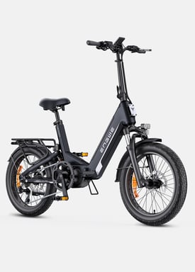 Bicicleta eléctrica ENGWE L20 3.0 Pro negra. Motor central de 100 Nm, suspensión completa, autonomía de 140 km, carga rápida de 2 horas, GPS, antirrobo y plegable.
