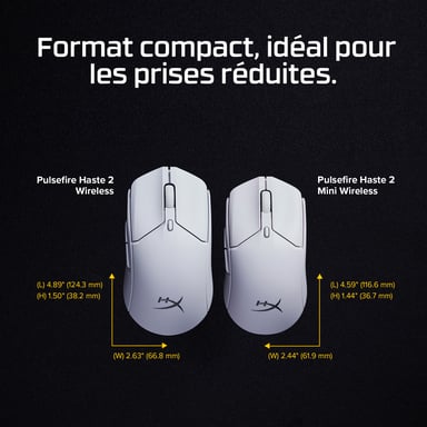 HyperX Pulsefire Haste 2 Mini - Souris gamer sans fil (blanc)