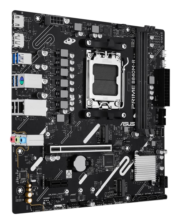 ASUS PRIME B840M R Carte mère micro ATX Socket AM5 AMD B840 Chipset USB 3.2 Gen 1 USB C 3.2 Gen 1 Gigabit LAN carte graphique embarquée unité centrale requise audio HD 8 canaux - vue 3