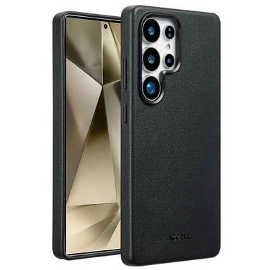 Accezz Coque arrière en cuir avec Magsafe pour Samsung Galaxy S25 Ultra - Onyx Black
