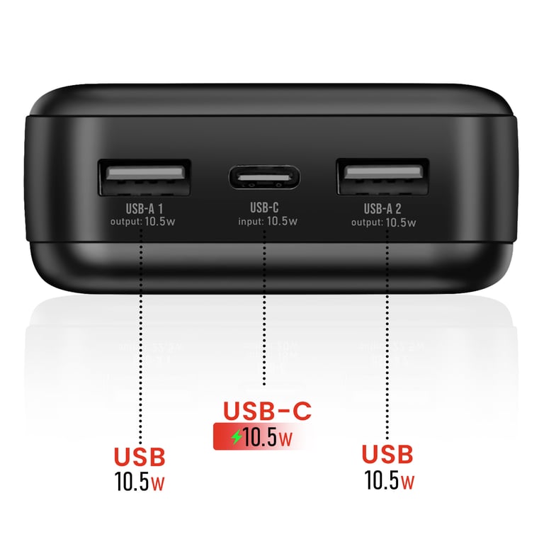 Swissten - Batterie Externe Worx Pro - 20000mAh - 10.5W - Double Port USB - Noir - Image 2