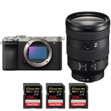 Appareil photo hybride Sony A7CR Silver + FE 24-105mm f/4 G OSS + 3 SanDisk 256GB Extreme PRO UHS-II + Ebook ''20 astuces pour des images qui claquent''
