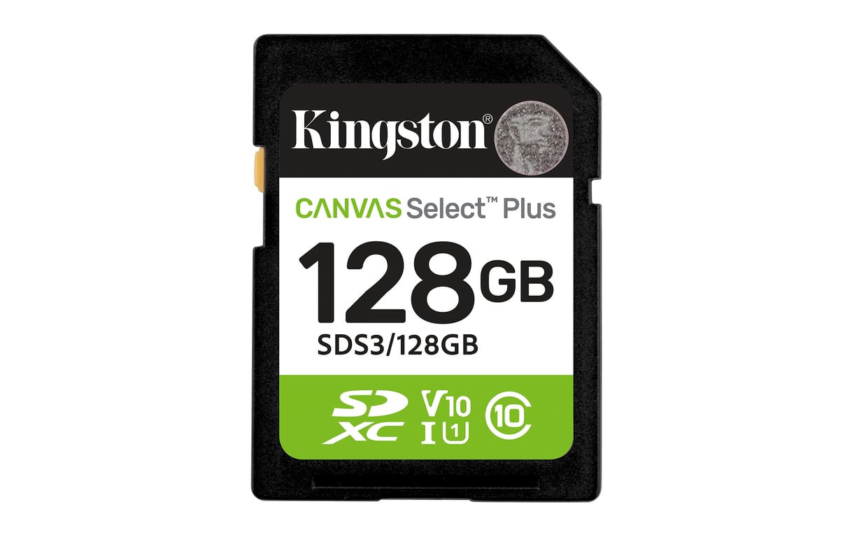 Kingston Technology 128 Go SDXC Canvas Select Plus Gen3 150 Mo/s C10 UHS-I U1 V10 - Neuf