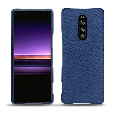 Coque cuir Sony Xperia 1 -  - Bleu - Cuir saffiano