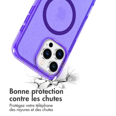 imoshion Coque Pailletée avec MagSafe pour Apple iPhone 16 Pro - Paillettes Violet
