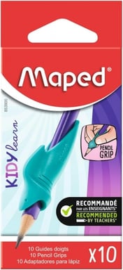 Maped Kidy Lern Pack de 10 Guides Crayon Doigts - Modèle Requin - Guide Amovible - Convient à la Plupart des Crayons - Pour Élèves de 3 à 7 ans