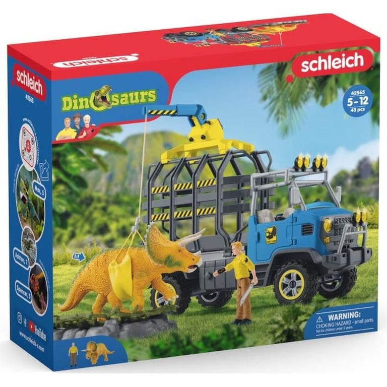 Mission de transport Dino coffret de 43 pièces avec figurine tricératops et camion de transport jouets dinosaures pour enfants - vue 3
