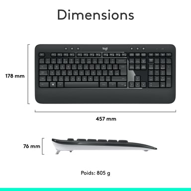 Logitech 920-008676 teclado Ratón incluido Universal RF inalámbrico AZERTY Francés Negro, Blanco