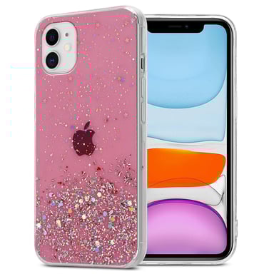 Coque pour Apple iPhone 11 PRO MAX en Rose avec Paillettes Housse de protection Étui en silicone TPU flexible avec paillettes scintillantes