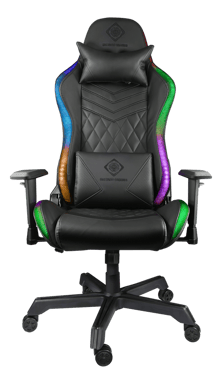 DELTACO GAMING - Fauteuil gaming RGB LED 332 modes, Cuir PU noir, max 120kg