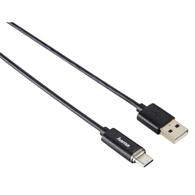 Câble USB Type-C avec témoin LED, noir, 1 m