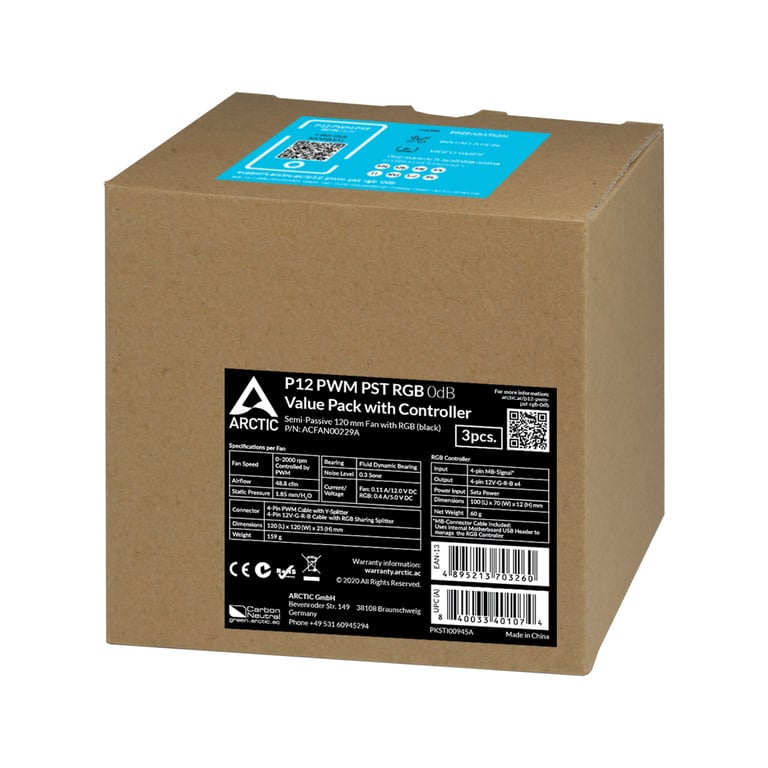 Arctic Lot de 5 Ventilateurs de boitier F12 PST 12cm Neuf - vue 4