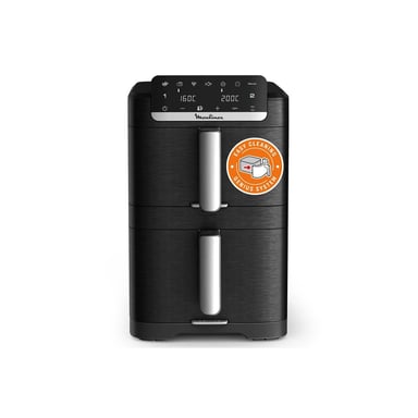 Friteuse à air chaud Moulinex Easy Fry Crispy Stack EZ7568F0 2 compartiments 10 L Noir Contrôle tactile