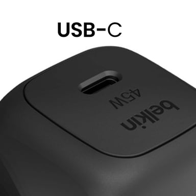 Belkin Cargador de pared USB-C de 45W con suministro de energía compacto 3.1 y PPS Negro