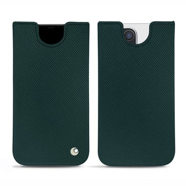 Pochette cuir Apple iPhone 14 Pro - Pochette - Vert - Cuir saffiano