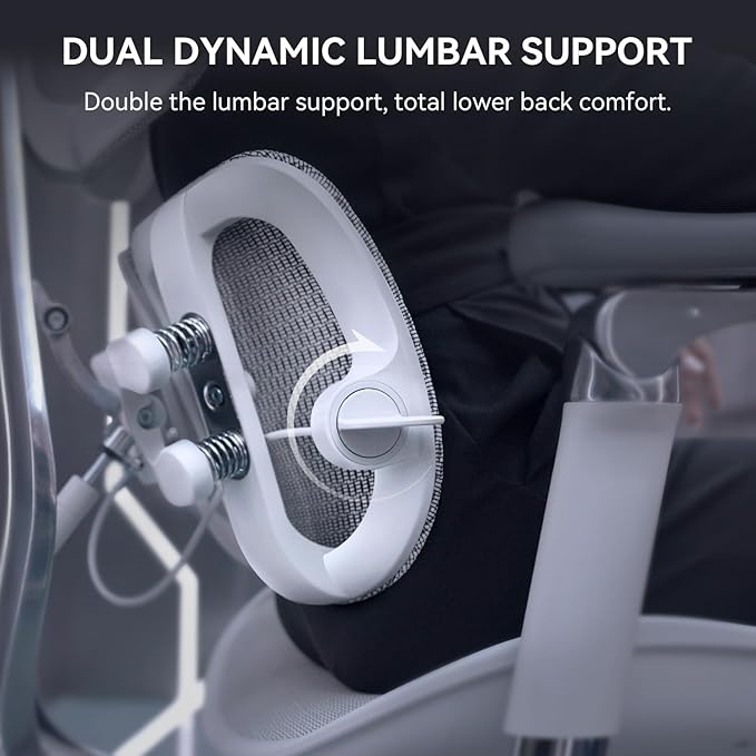 Sihoo S300 Chaise ergonomique – Accoudoirs 6D,Soutien lombaire dynamique,Suspension amortissante,Support 4 axes,Expérience gravité zéro Blanc - vue 3