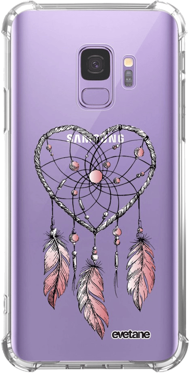 Evetane Coque Samsung Galaxy S9 anti-choc souple angles renforcés transparente Motif Attrape coeur