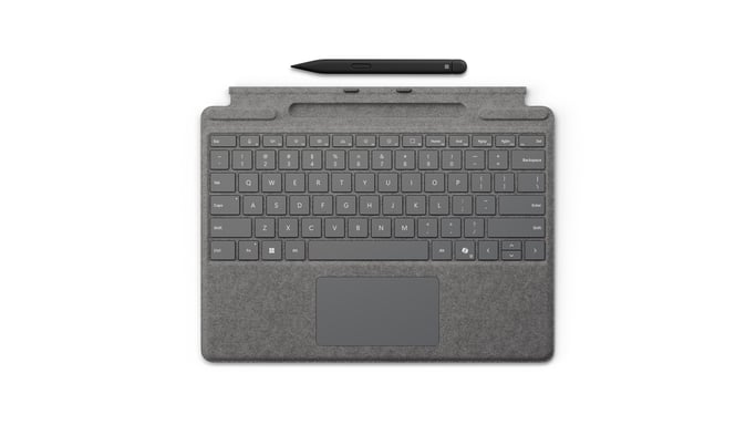 Microsoft Surface Pro Tastiera con penna sottile per aziende AZERTY Porta Microsoft Cover francese Platino