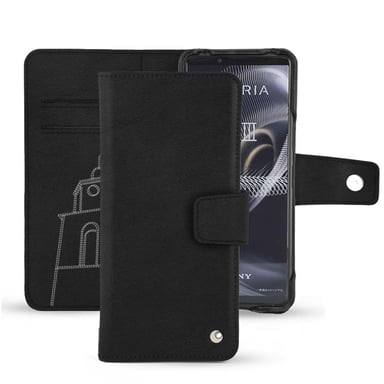 Funda de piel Sony Xperia 5 III - Solapa billetera - Negro - Piel lisa de primera calidad
