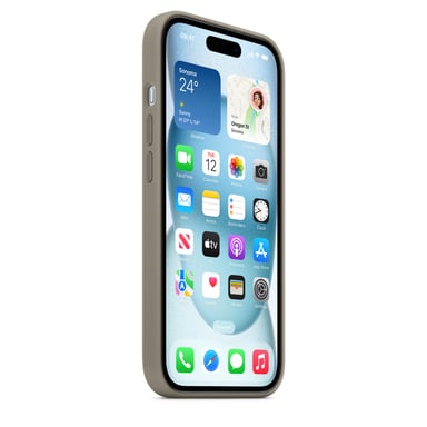 Coque en silicone avec MagSafe pour iPhone 15 Argile